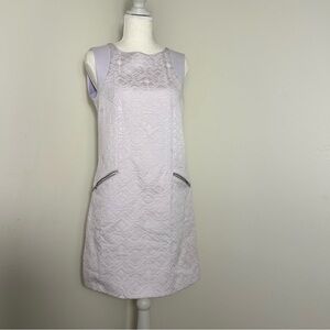 J.Crew Lavender Textured Sheath Dress Sleeveless Zip Pockets Size XS
